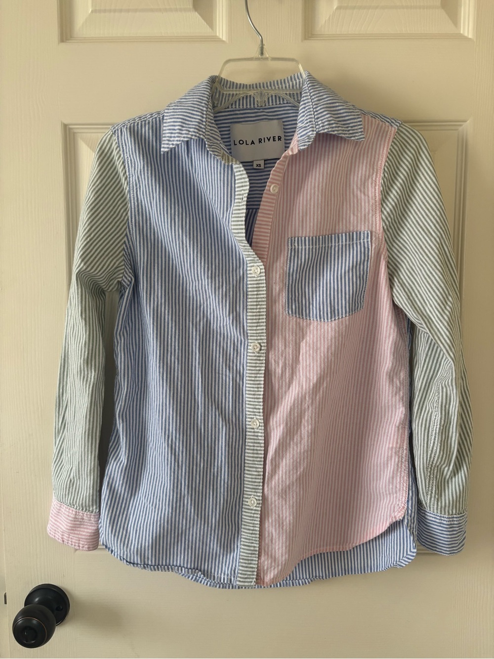 Lola River Women’s Multi-Stripe Button-Up Shirt - Pink & Blue Size XS